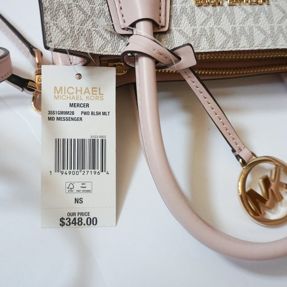 Michael Kors Mercer Medium Satchel Messenger Bag MK Vanilla Pink - Picture 13 of 14